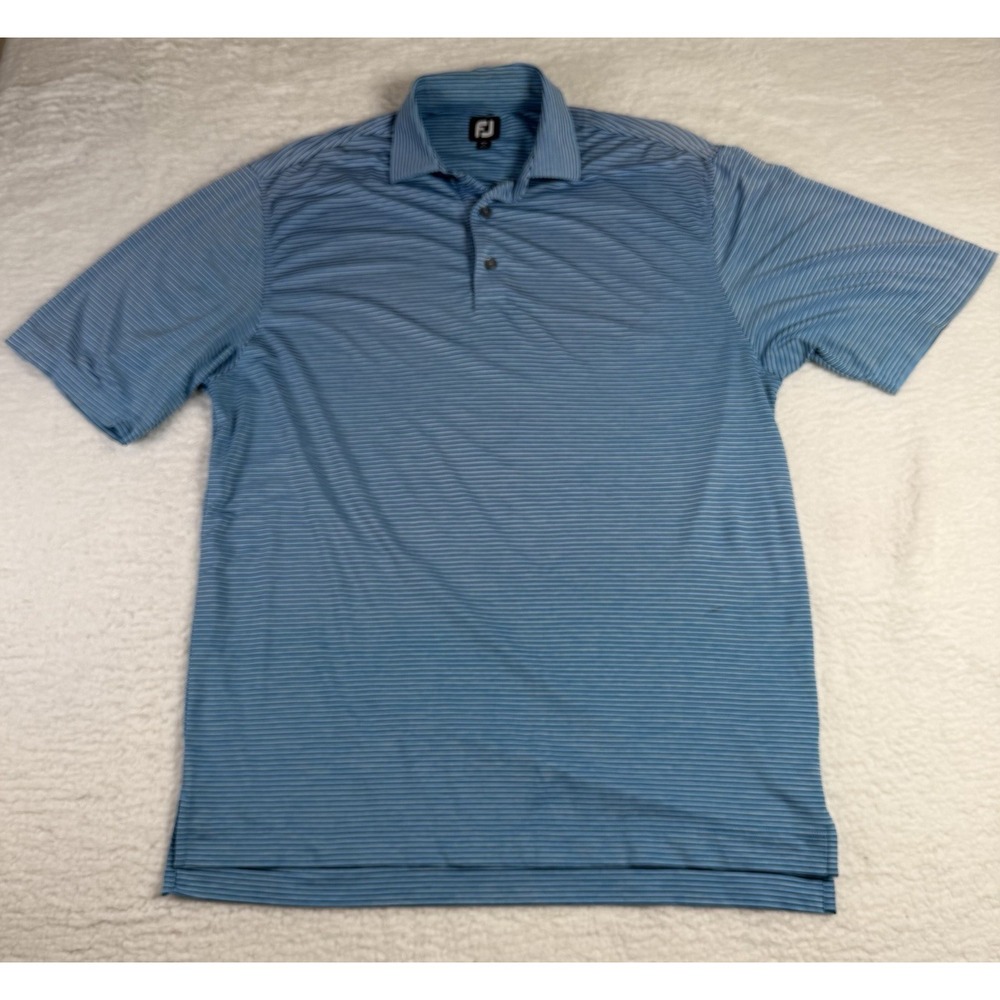 FootJoy Polo Shirt Mens L Striped Golf Performance Stretch Athletic Large
